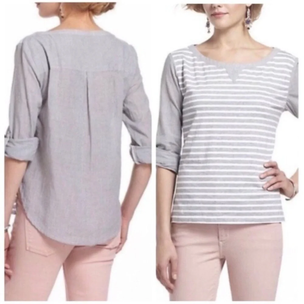 ANTHROPOLOGIE Postmark Conductor Stripe Top - Picture 3 of 11